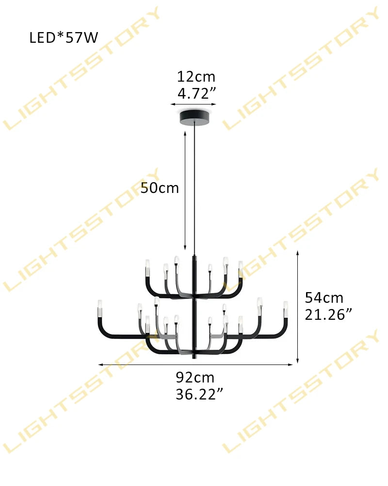 LightsStory Series Candlestick Design Chandelier with LED Lights for Dining rooms and Living Rooms 18 lights-D92*H54CM D36.22"*H21.26" Black American chandelier
