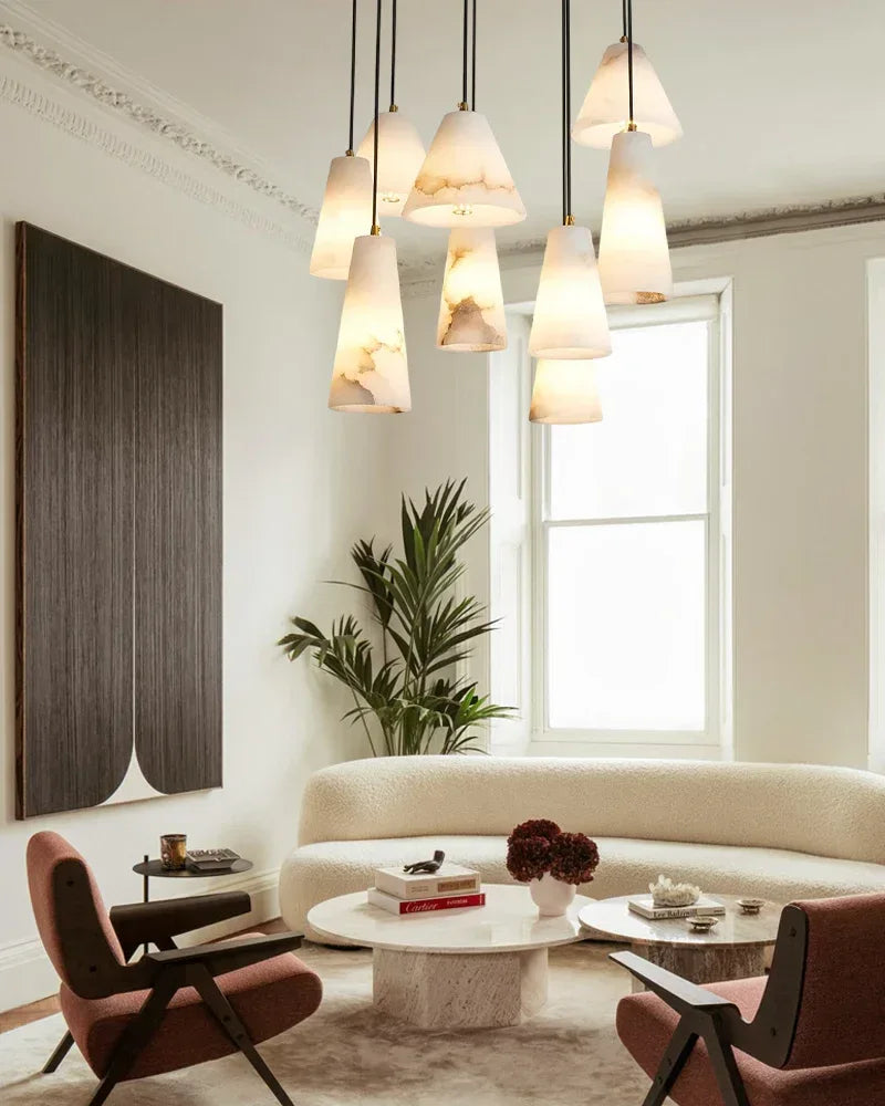Modern White Alabaster Dome Pendant Light Fixtures in Cluster Decor for foyer entrance Modern Pendant lamp