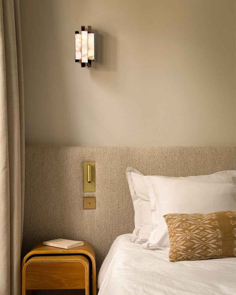 Alabaster Rectangle Wall Light - White Stone Wall Sconce - LED - Small