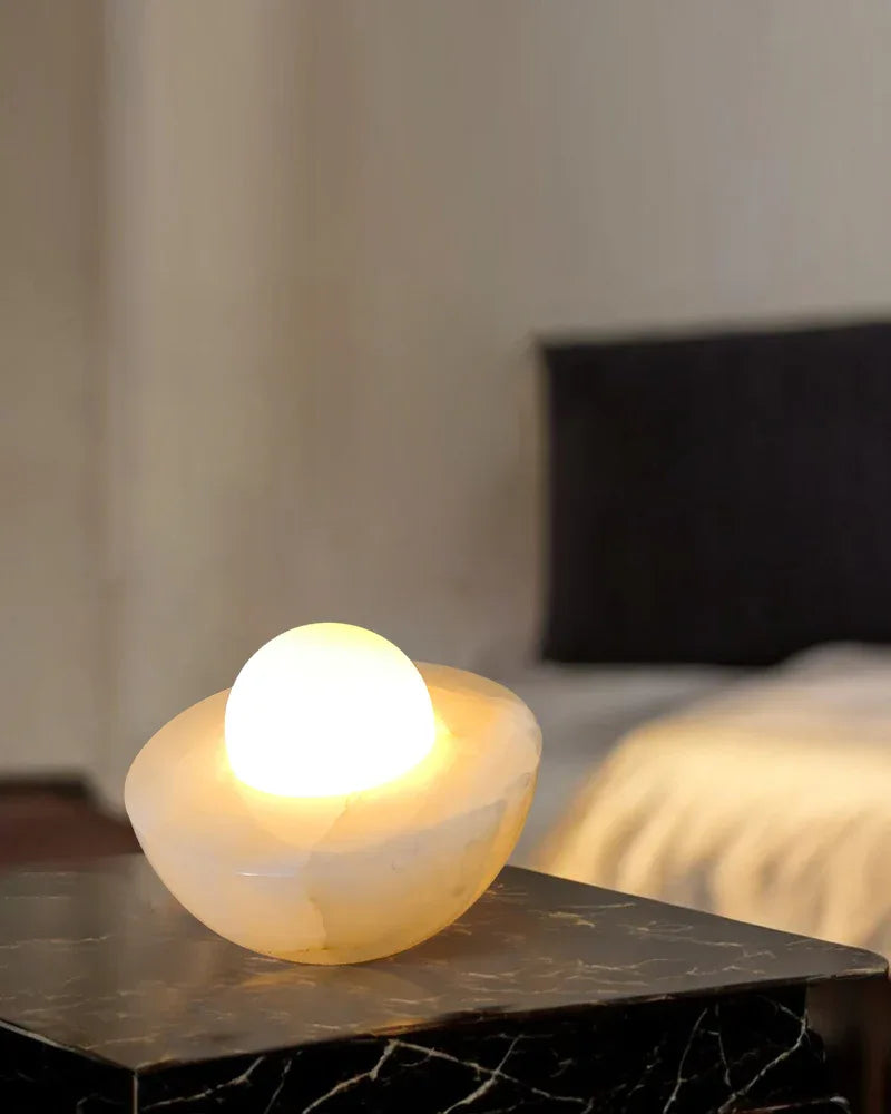 Slinkly Modern Nature Alabaster Dimming Round Bowl Table Lamp for bedroom Modern Table lamp