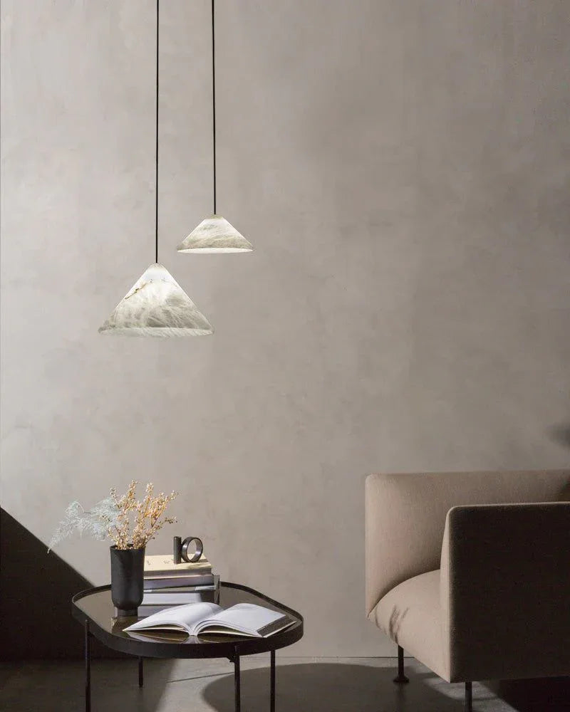 Minimalist Style White Alabaster Conical Pendant Lamp for bedroom kitchen Modern Pendant lamp