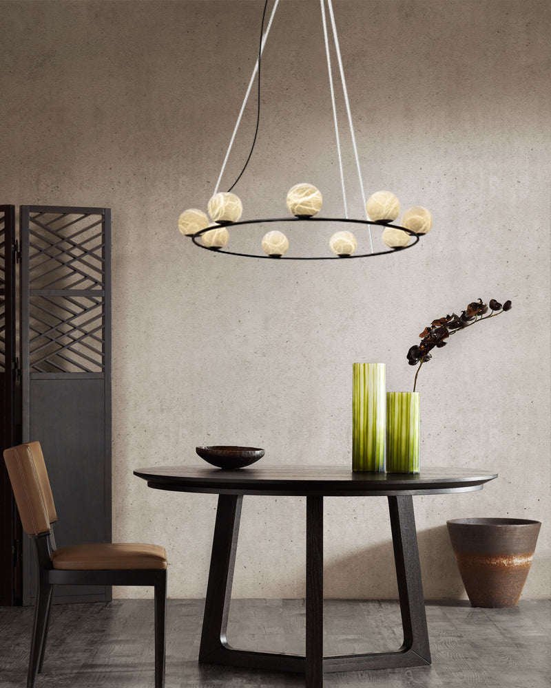 9 way pendant light | globe alabaster