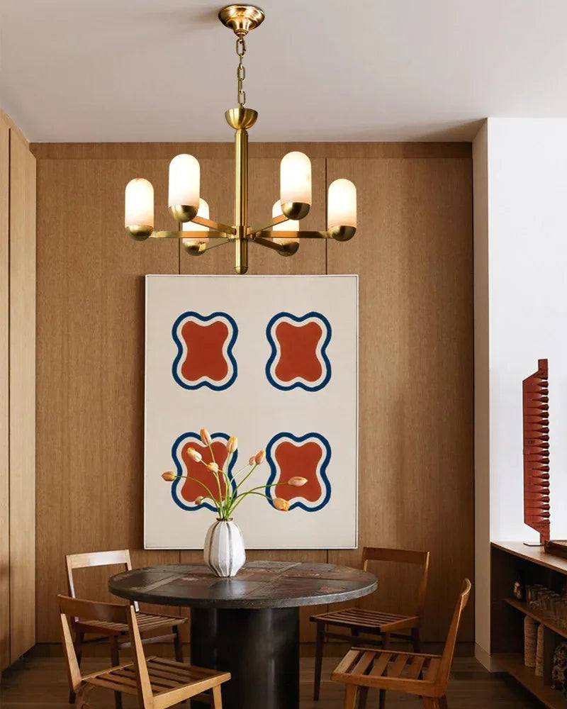 1/6/8/15 lights Small Alabaster Luxury Moonshade Brass Chandelier for dining room Luxury Modern Chandelier