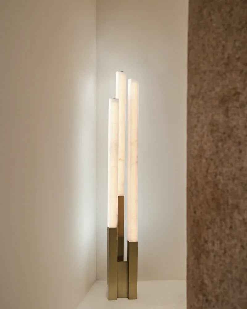 LightsStory Series Ethereal Floor Lamp | Soft Glow Alabaster Genuine Hand-Carved Alabaster, Sturdy Metal Base for Living Rooms, Bedrooms, and Entryways Modern Art Design Floor Lamp