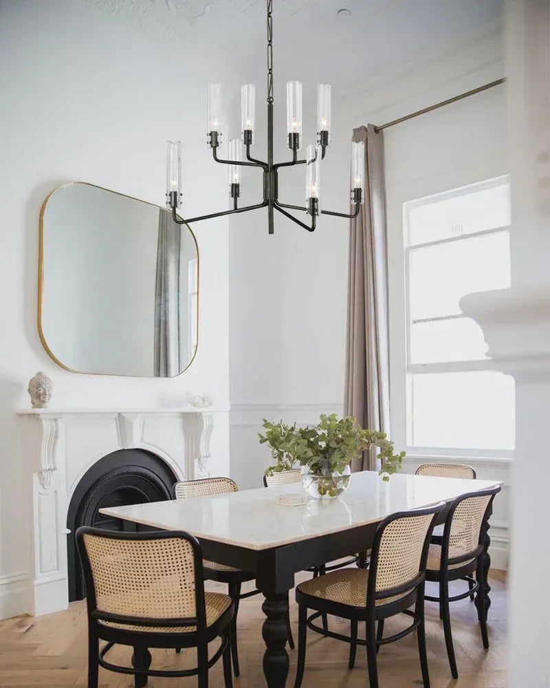 Rustic Forged Iron Casoria Two Tier Chandelier with Clear Glass Shade Use For Living Foyer American chandelier