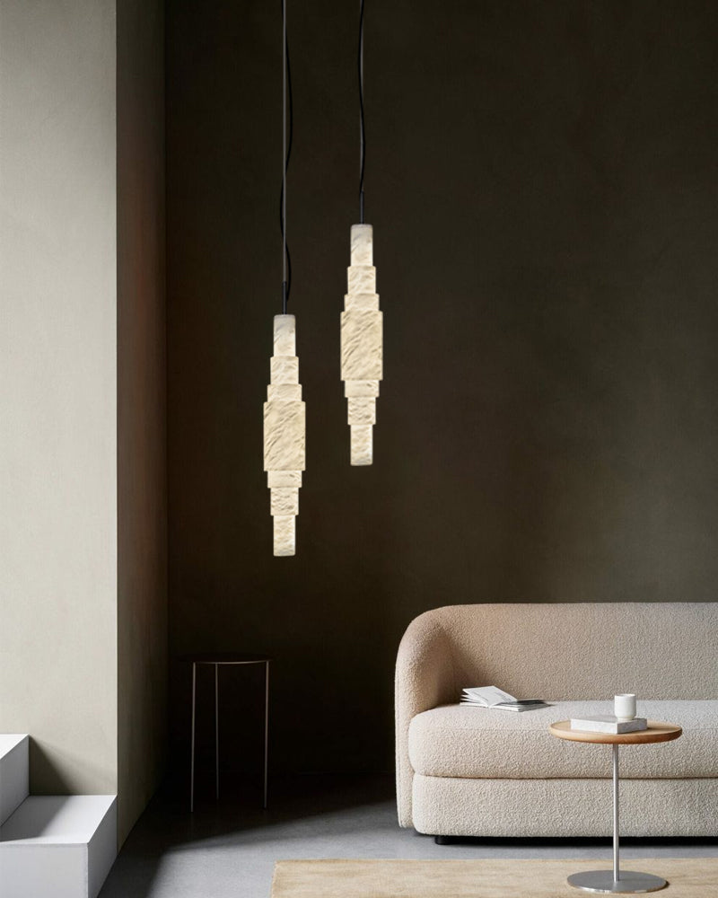 2-light marble pendant lamp
