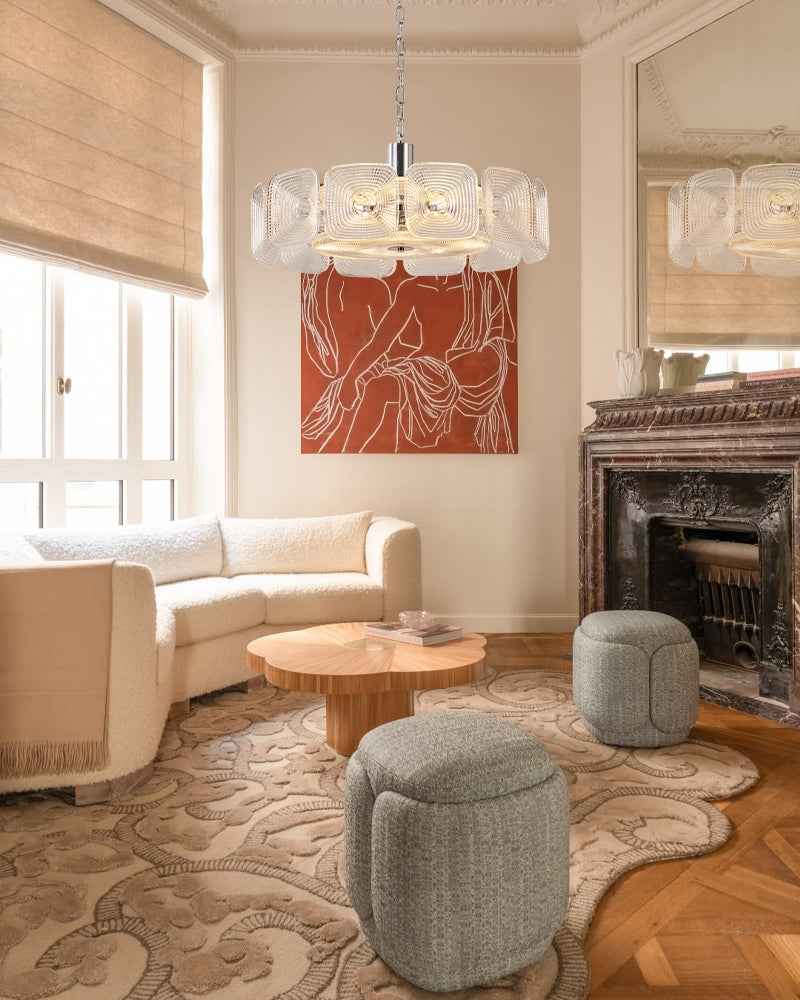 LightsStory Square Glass Round Chandelier - Handcrafted Colorful Glass