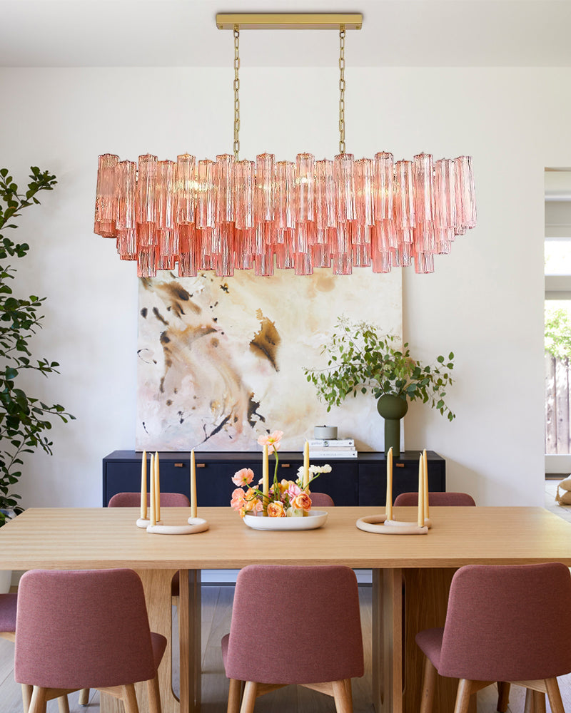 10/14/20/25 light Linear Large Murano Colorful Glass Chandelier in Brass/Chrome Hardwared Luxury Modern Chandelier