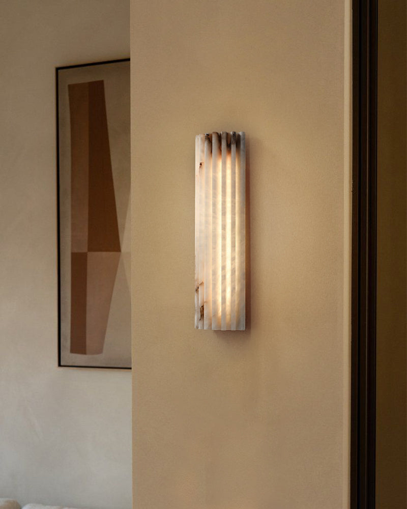 brass wall sconces with white alabaster shade