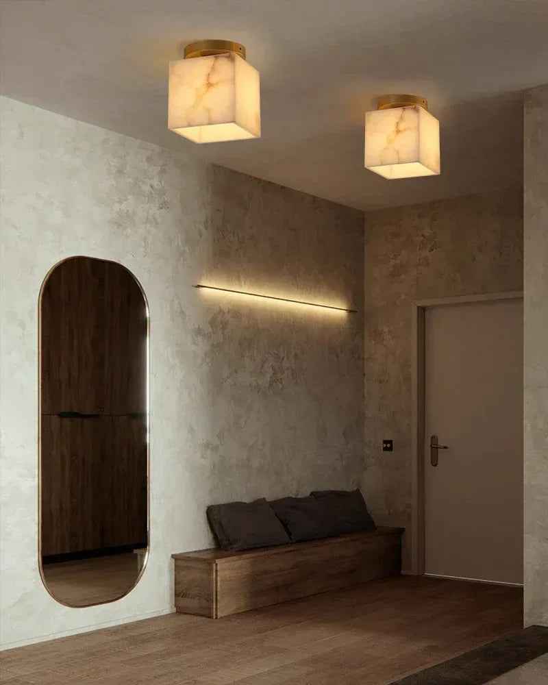 Round/Square Marble Raised Surface Mount Ceiling Light Fixtures Wide 4" for bedroom Flush Mounted Ceiling Lamp