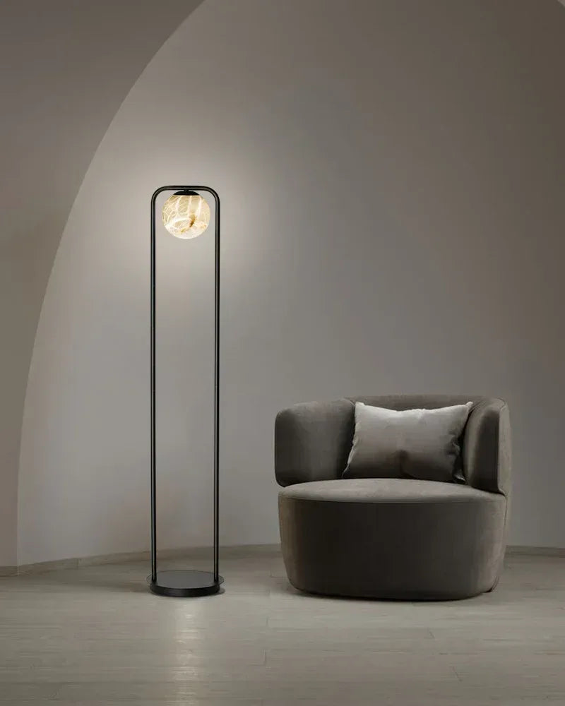 Modern Alabaster Globe LED Wall Light Fxitures with Black Iron Textured use for hallway Flush Mounted Wall Sconce Lamp