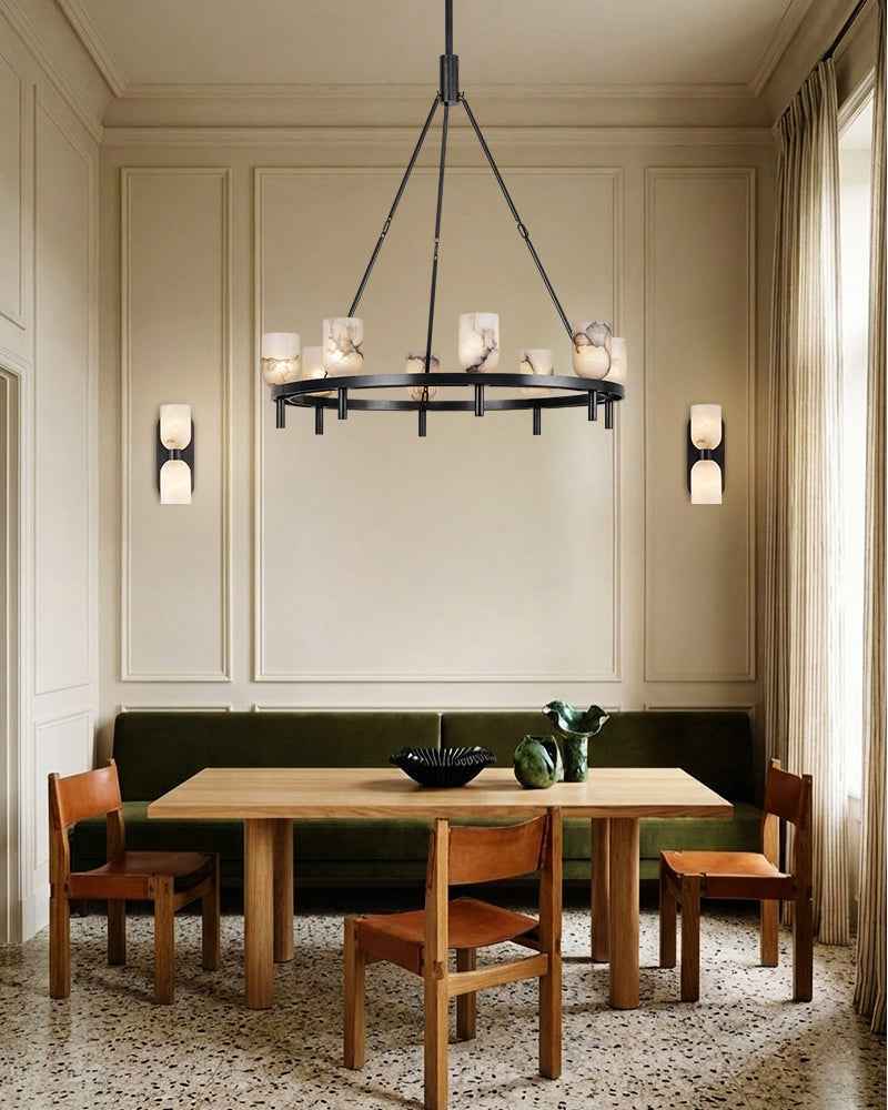 Lucian Alabaster Rectangle Wall Light - Oval White Wall Sconces - 2 to 10 Lights