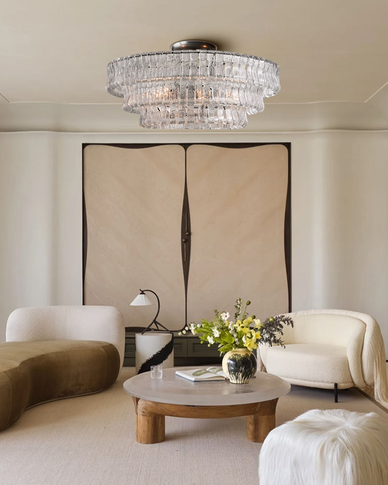 Tier glass ceiling light covers in bronze/clear glass