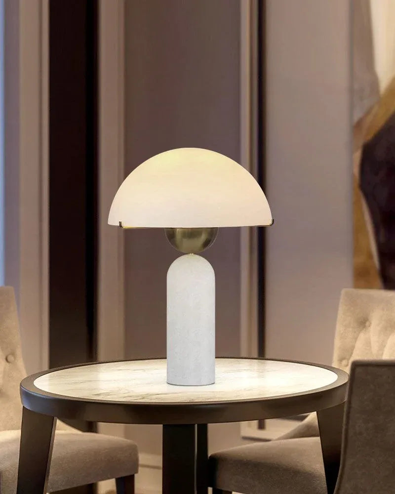 G9 Alabaster LED Small White Alabaster Table Lamp Wide 12" 15W Table lamp