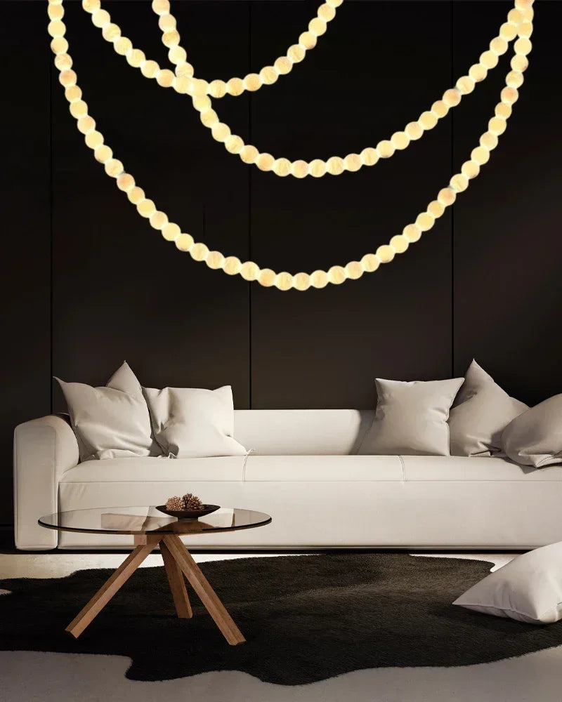 High Lighting Foyer Luxury Custom Ceiling Peal Chandelier with cluster alabaster globes for 3 chains Modern Pendant lamp
