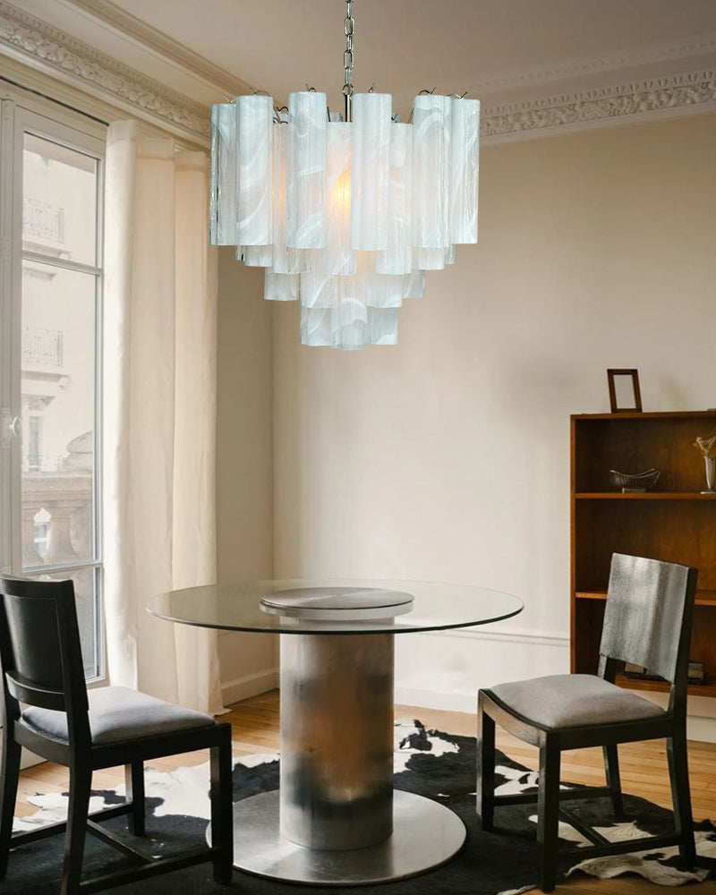 Italian Tronchi Luxury Large Multi-Tier Murano Pink Glass Tube Chandeliers