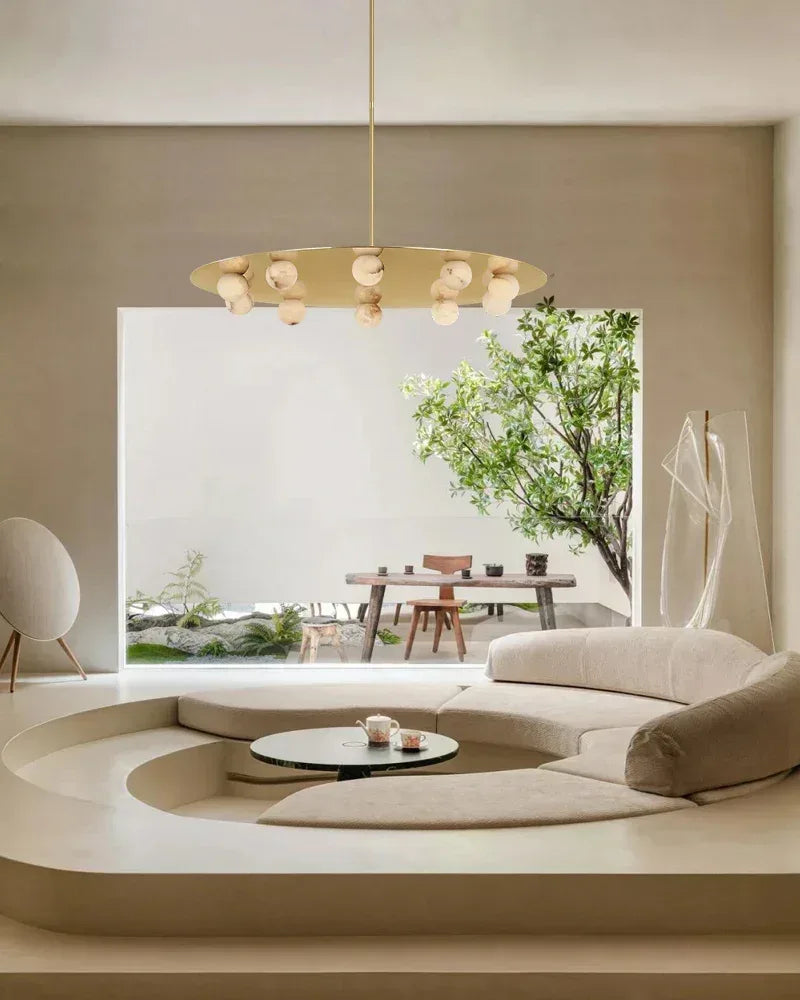 Minimalist Disc Pendant Light Hammered Finish White Hand Blown Alabaster Globe For Sale Modern Pendant lamp