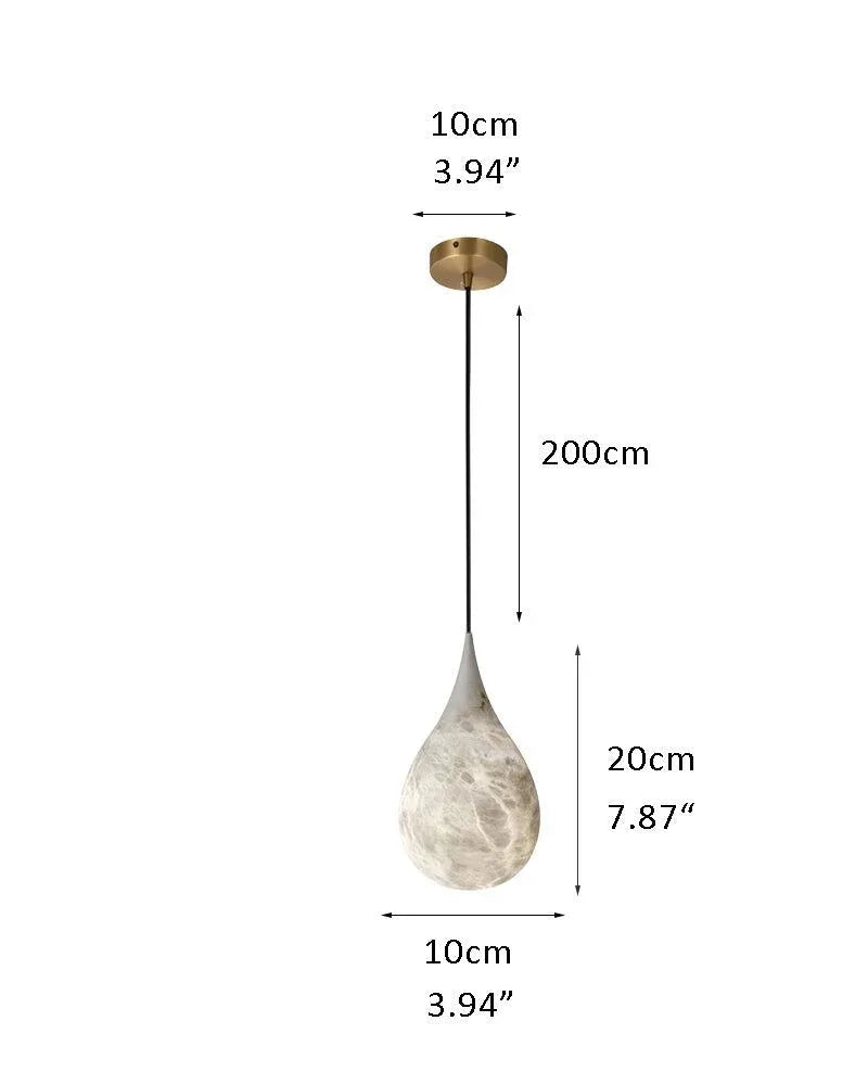 Spanish Marble Droplet Ceiling Dimmer Pendant Lamp 4" 6"for kitchen Island, bedroom S-D10*H20CM D4"*H8" White + Gold Modern Pendant lamp