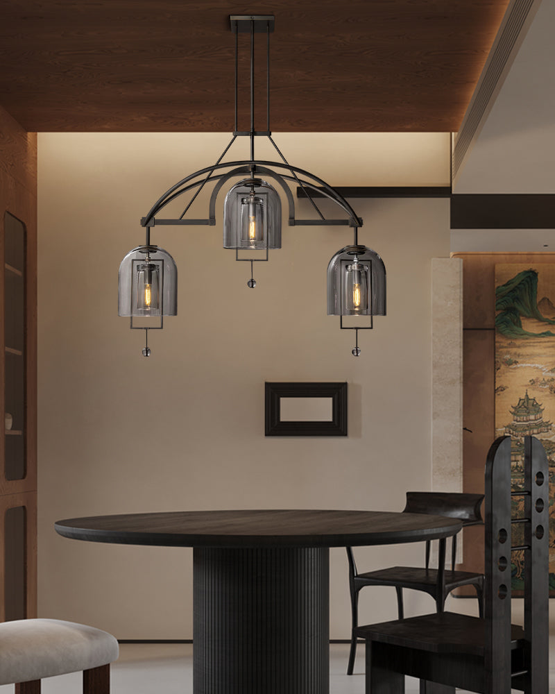 Fulcrum Industry Light Design 透明玻璃和黄铜饰面五金吊灯(单头)