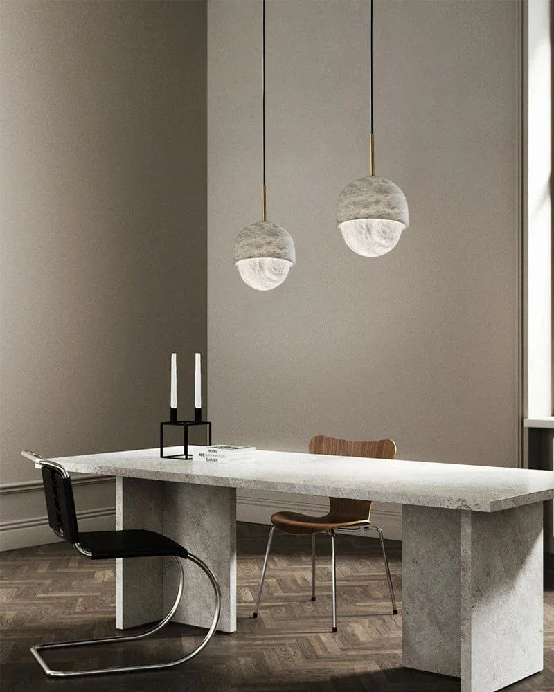 LED Round marble small pendant lamp 6" in white for kitchen, loft, bedroom, corridor Modern Pendant lamp