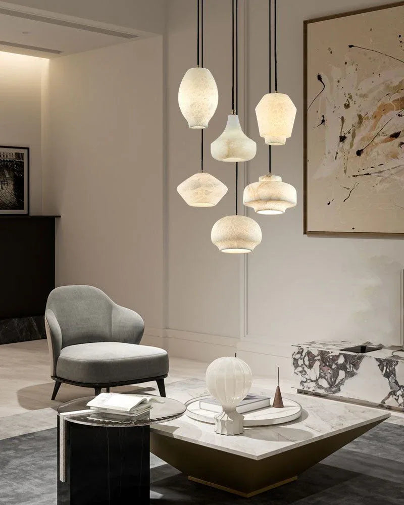 Modern Simple White Natural Alabaster Dimming Pendant lamp for Home decor Modern Pendant lamp