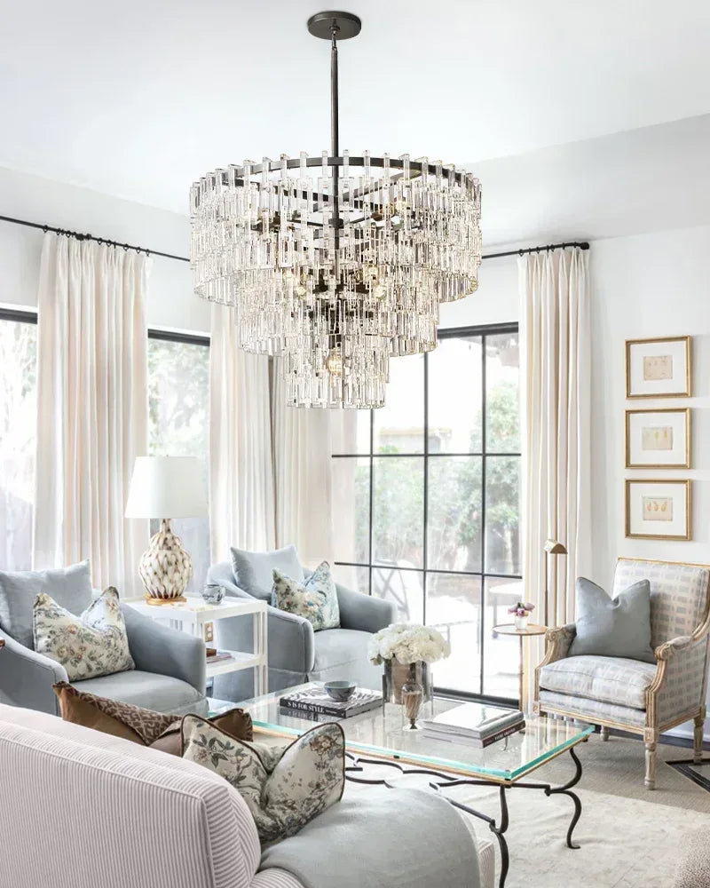 American Loft New Style Marignan 3-tier Antique Crystal Chandeliers Gold/Black Framework American chandelier