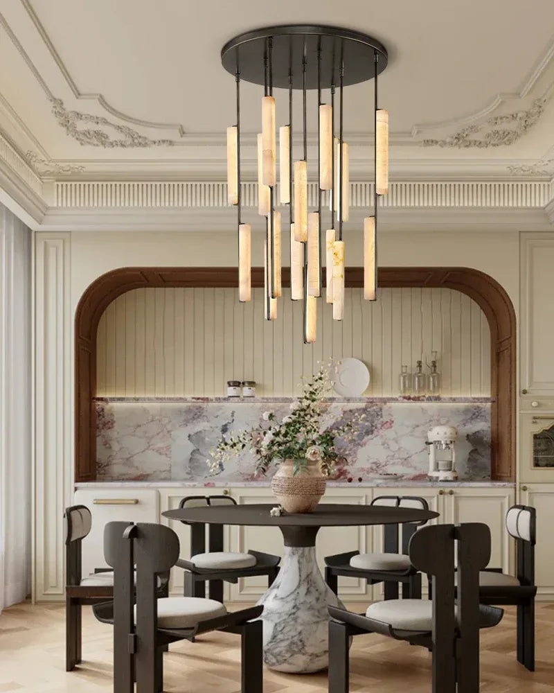 Vintage Clound Audubon Cluster Alabaster Linear Long Plate Chandelier for hallway American Vintage chandelier lamp