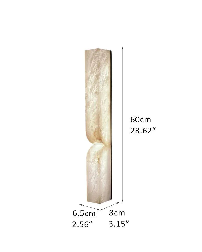 2-light White Alabaster Essence Rectangular Wall Sconce Wide 30/60cm L60*W6.5*H8cm D23.62*W2.56*3.15" White + Brass Flush Mounted Wall Sonce Lamp