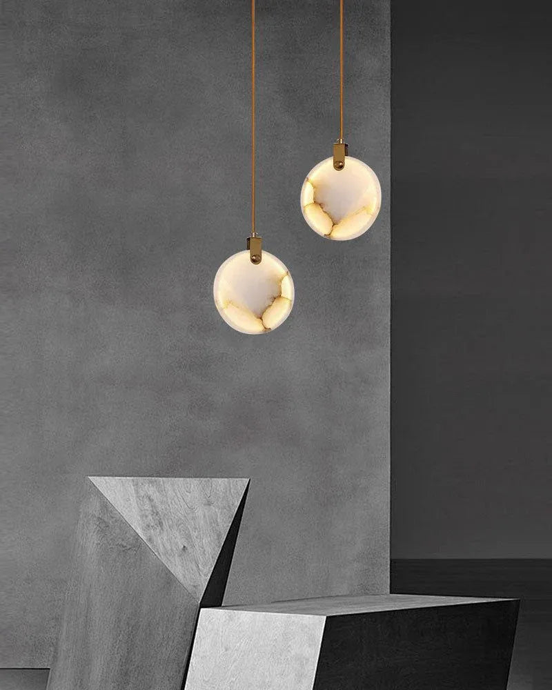 Postmodern LED Spanish Marble Chandelier Lamp in Brass for staircase Modern Pendant lamp