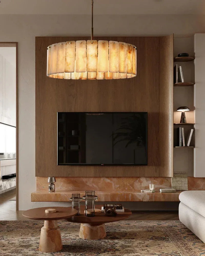 Lacquered Burnished Brass/Black Rectangular Calamette Alabaster Lighting Collection 59" 71" American chandelier