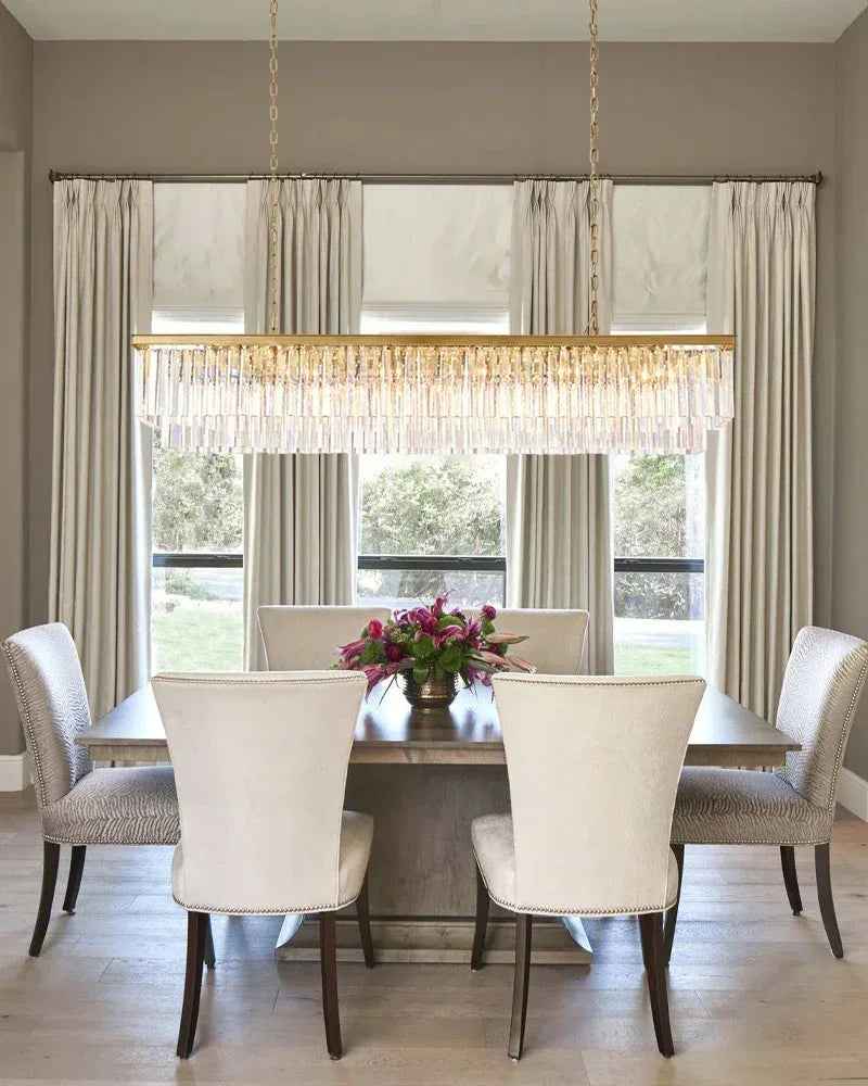 Black Stain Rectangular Crystal Chandeliers Wide 24“ 60” for Kitchen Island American Vintage chandelier lamp