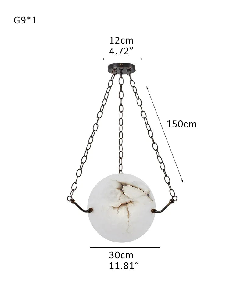 Vintage Alabaster Globe Pendant Light Fixture with brass/black adjustable chain 150cm D30cm D11.81" White + Black Vintage Simple Pendant Lamp