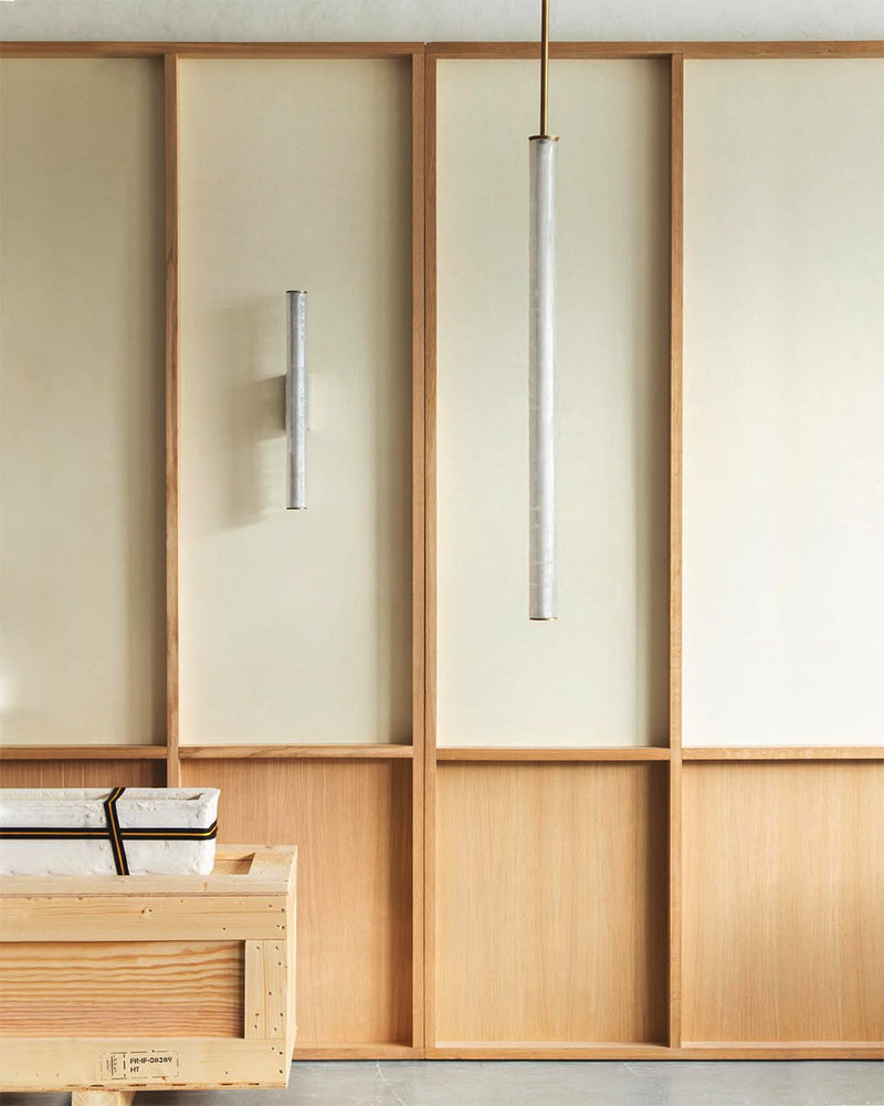 Callisto Horizontal Lighting LED Minimalist Linear Strip Alabaster Pendant Lamp for Dining Table