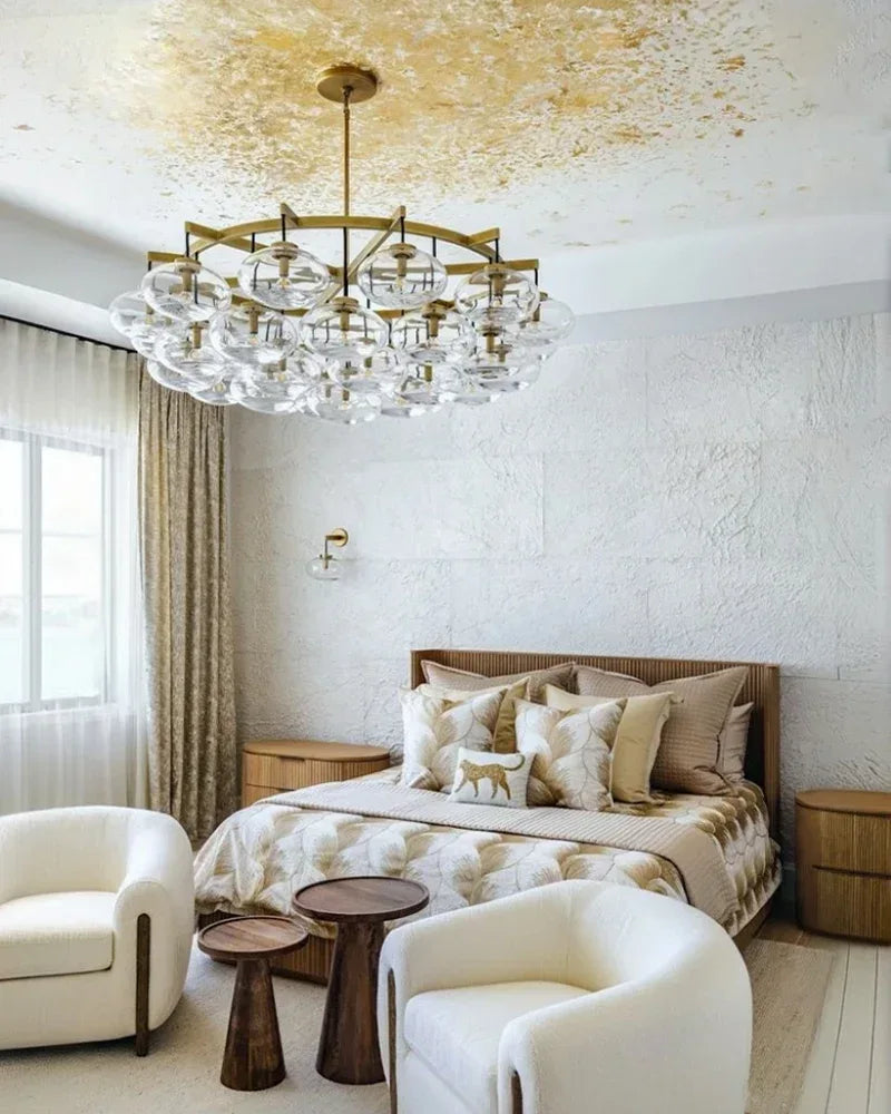 Cabrette Series Clear Glass Round Chandelier Wide 36" 48" 60" in Brass Ring for living room American Vintage chandelier lamp