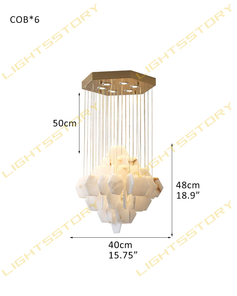 LightsStory Alabaster Streamline Chandelier - Geometrical White Stone