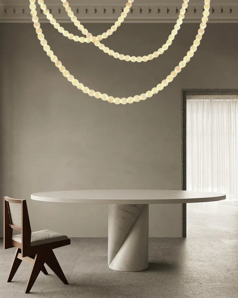 High Lighting Foyer Luxury Custom Ceiling Peal Chandelier with cluster alabaster globes for 3 chains Modern Pendant lamp