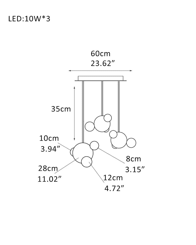 Nordic Black/Gold Disk Long Pendant Celing Lamp with alabaster globe cluster lighting 1 Cluster*3-D28+D12+D10+D8CM D10.92“+D4.68"+D3.9“+D3.12"-A American chandelier