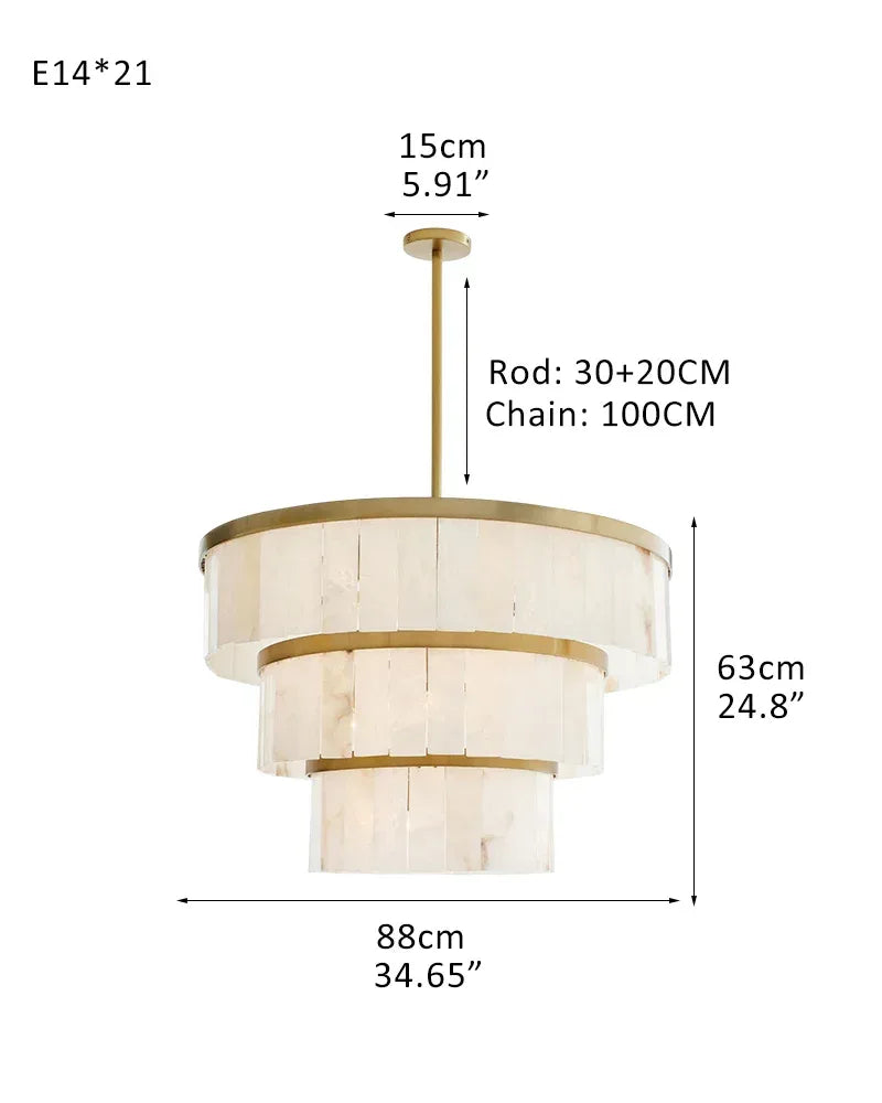 LightsStory Series Geometric Chandelier | Round Tier Handcrafted Natural Plaster, Brass Black finish for Living rooms, bedrooms, and dining areas 3 Tier-D88*H63CM D24.65"*H24.8" Brass + White American chandelier