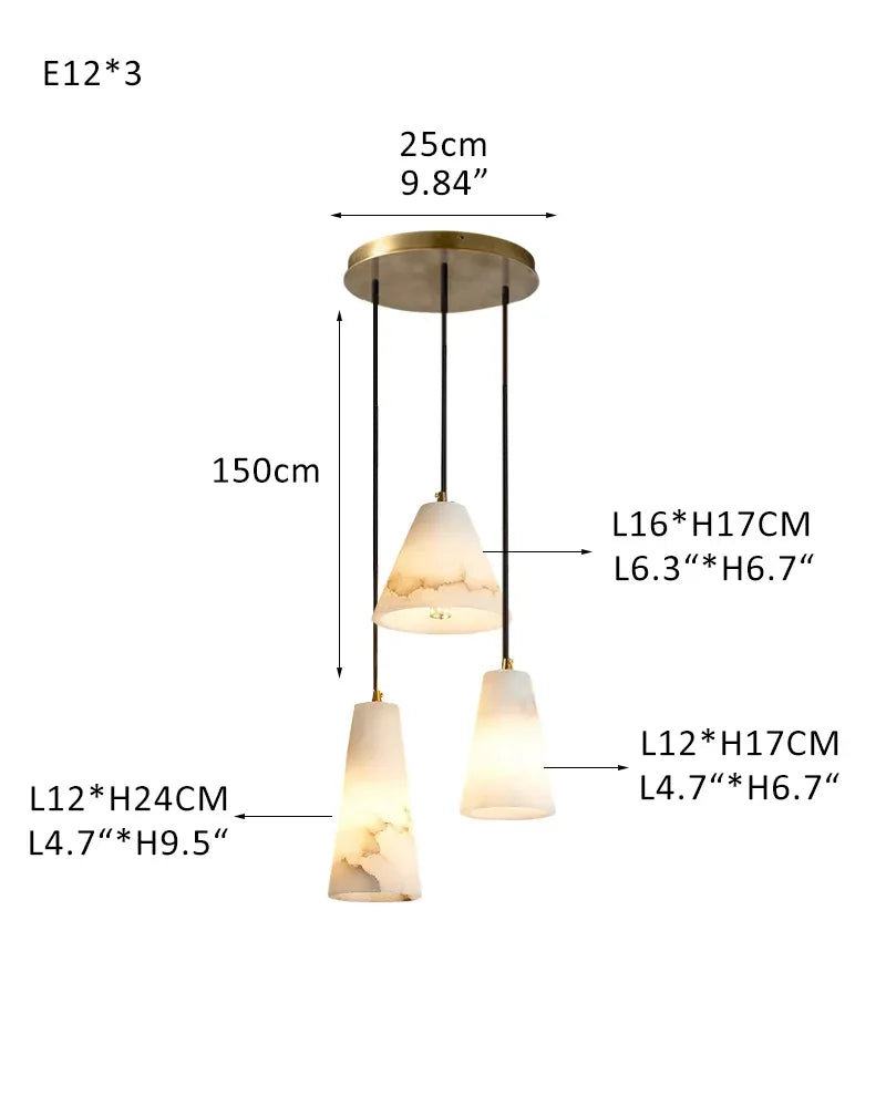 Modern White Alabaster Dome Pendant Light Fixtures in Cluster Decor for foyer entrance 3-Light White + Brass Modern Pendant lamp