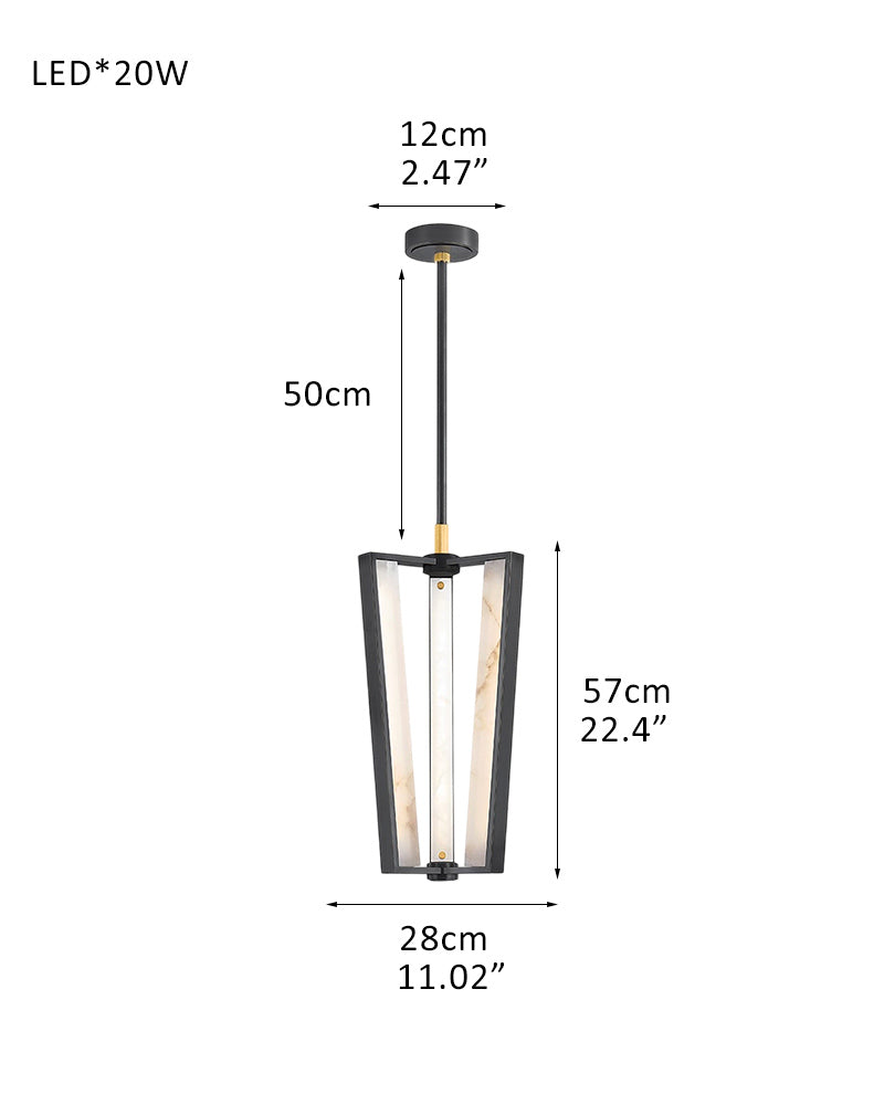 3/4 Lights Modern Edgemere LED Alabaster Pendants Light Wide 11" 16" in Brass/Black Finish
