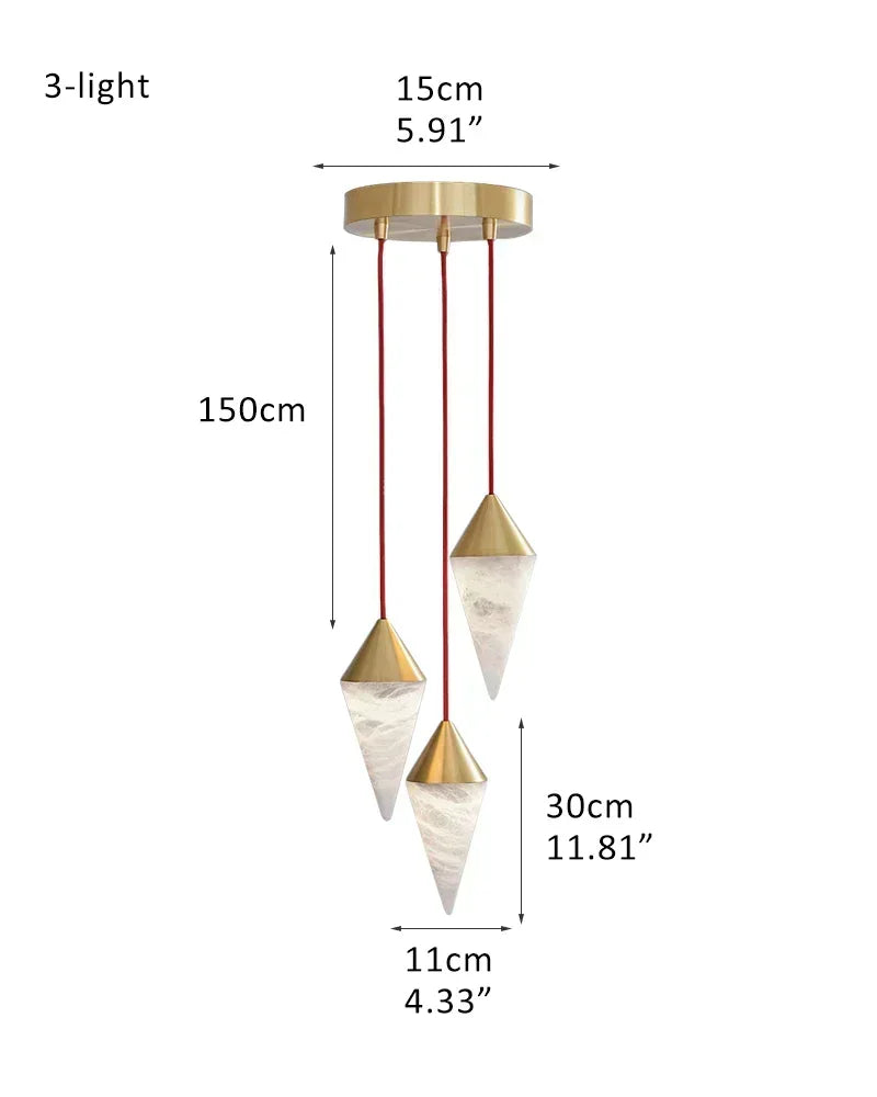American Coastal Conical Cluster Alabaster Dome Ceiling Brass&Black Pendant Light 3-light-D11*H30CM D4.33"*H11.81" White + Gold Modern Pendant lamp
