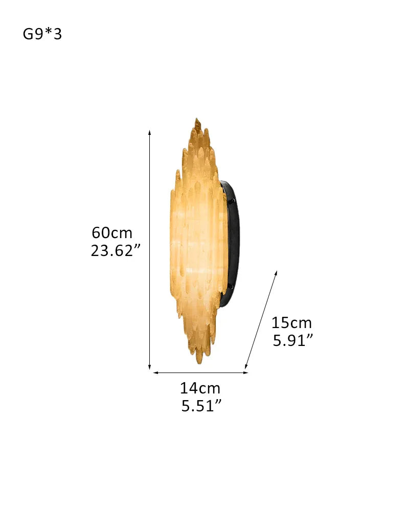 Selenite Wall Light Fixture Crystal Linear Wall Sconce Matt Black with Height 24"48" 3-light-L14*W15*H60CM L5.51"*W5.91"*H23.62" Black + White Flush Mounted Wall Sconce Lamp