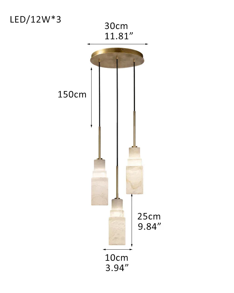 Antique aged Copper Long Hanging Cord Alabaster Pendant Lights over dining table 3-light-D10*H25CM D4"*H10"-Dome Brass + White Vintage Simple Hanging Lamp