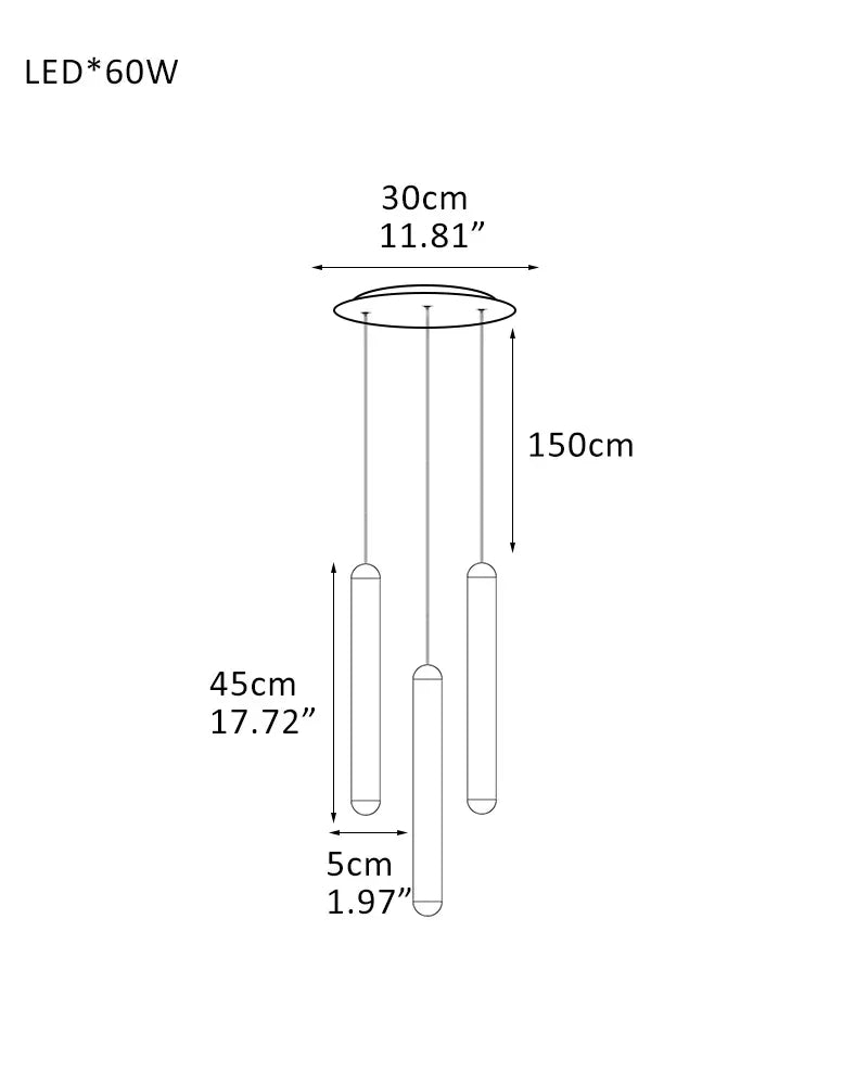 Cadiz LED Wide 2" Aged Brass/Black Indoor Mini Ceiling Pendant Lighting 3-light-D5*H45CM D1.97*H17.72" Modern Pendant lamp