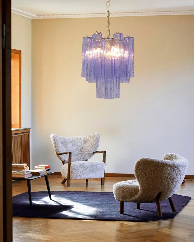 Modern Colored Murano Purple Glass Tube Tronchi Chandelier American chandelier