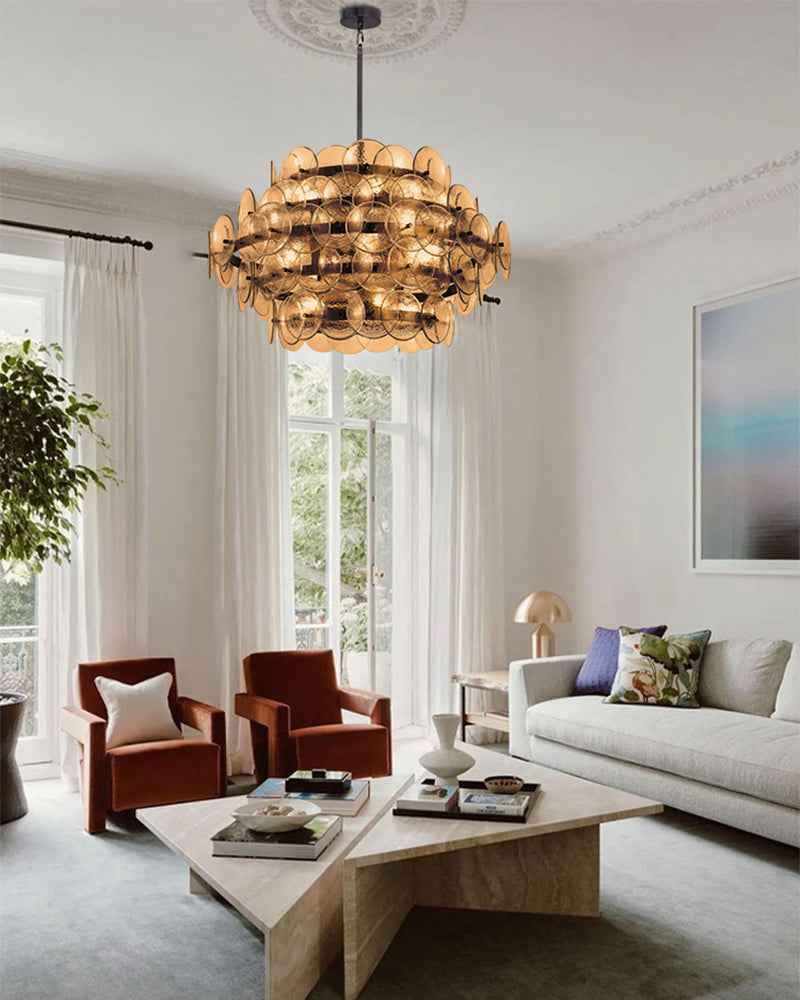 LightsStory Glass Multi-layer Round Chandelier - Art Decor