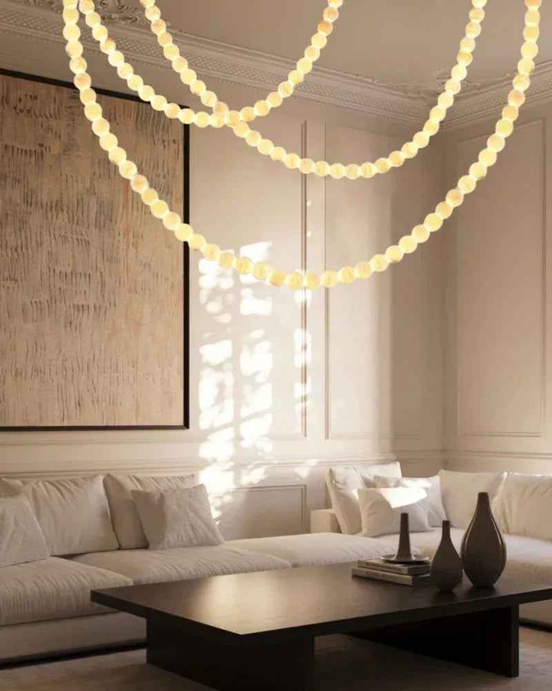 LightsStory Series Ethereal Chandelier | Cluster Alabaster Globes Natural stone and seamless brass, Seamless Brass finish for Entryways and dining rooms Modern Pendant lamp
