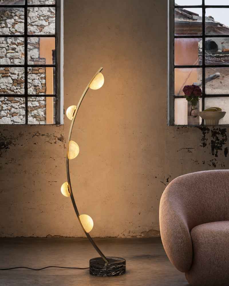 LightsStory Alabaster Curved Floor Lamp - Semi-spherical White Marble (Copy)