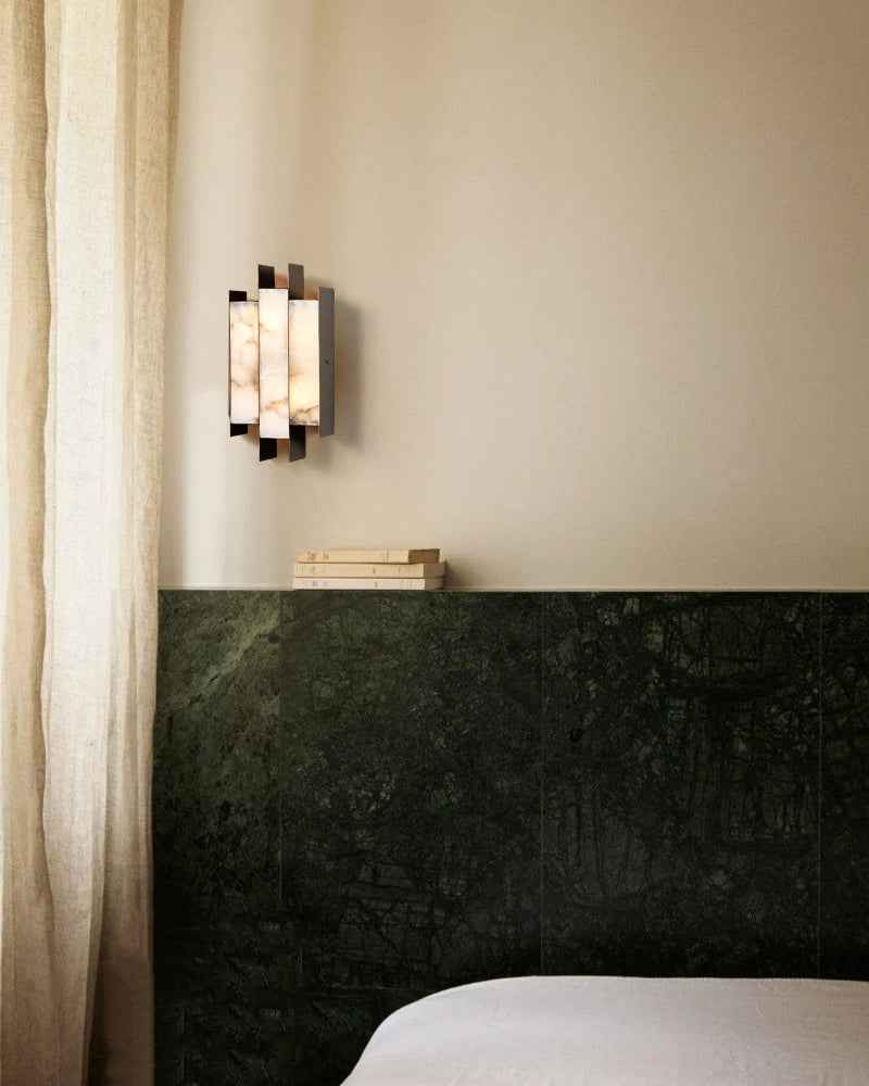 Alabaster Rectangle Wall Light - White Stone Wall Sconce - LED - Small