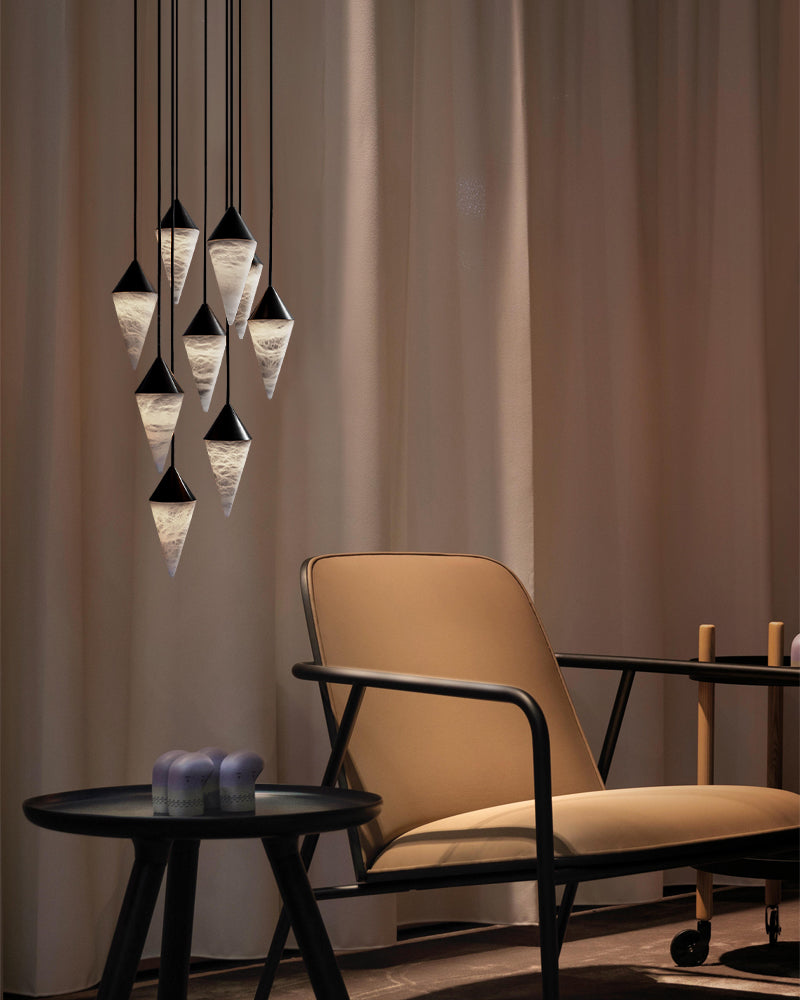 conial alabaster suspended lighting
